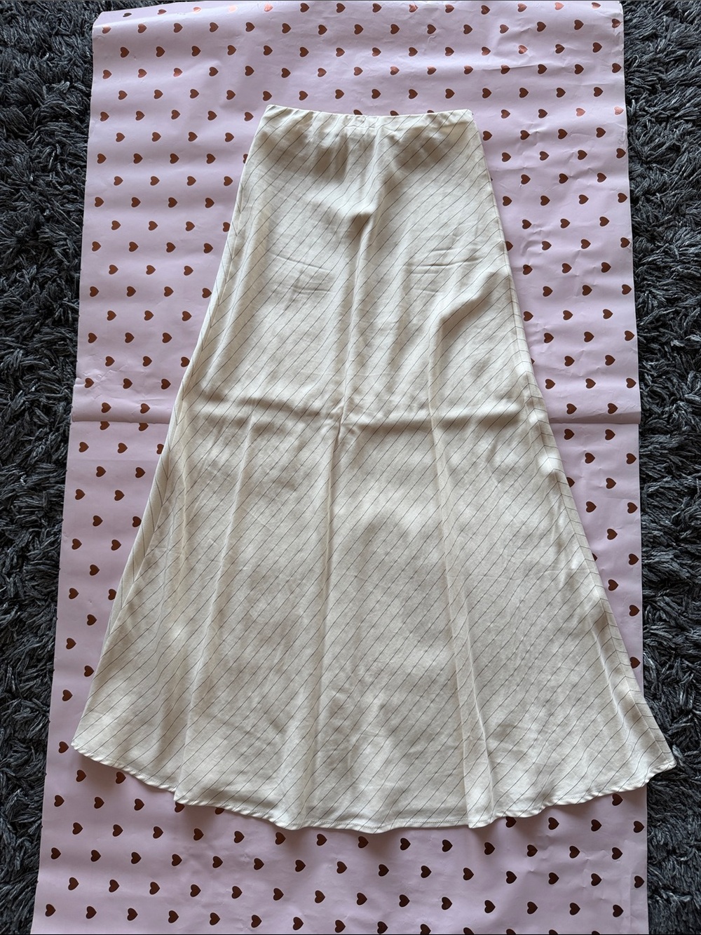 Fashion Brand Company Baseball Tencel Stripe Cream Skirt